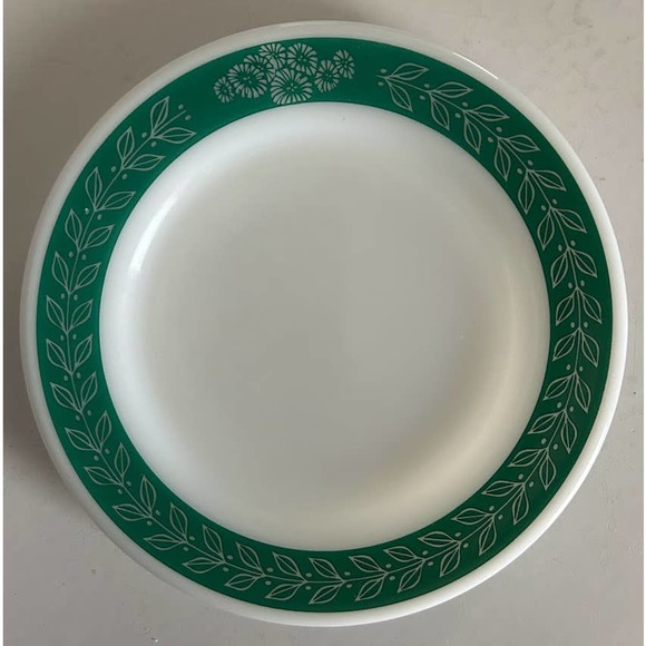 Vintage Corning décor laurel vine fern green 6” dinnerware salad plates set of 4 - Picture 6 of 6